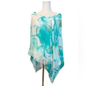 Chic Aqua and White Women's Blouse